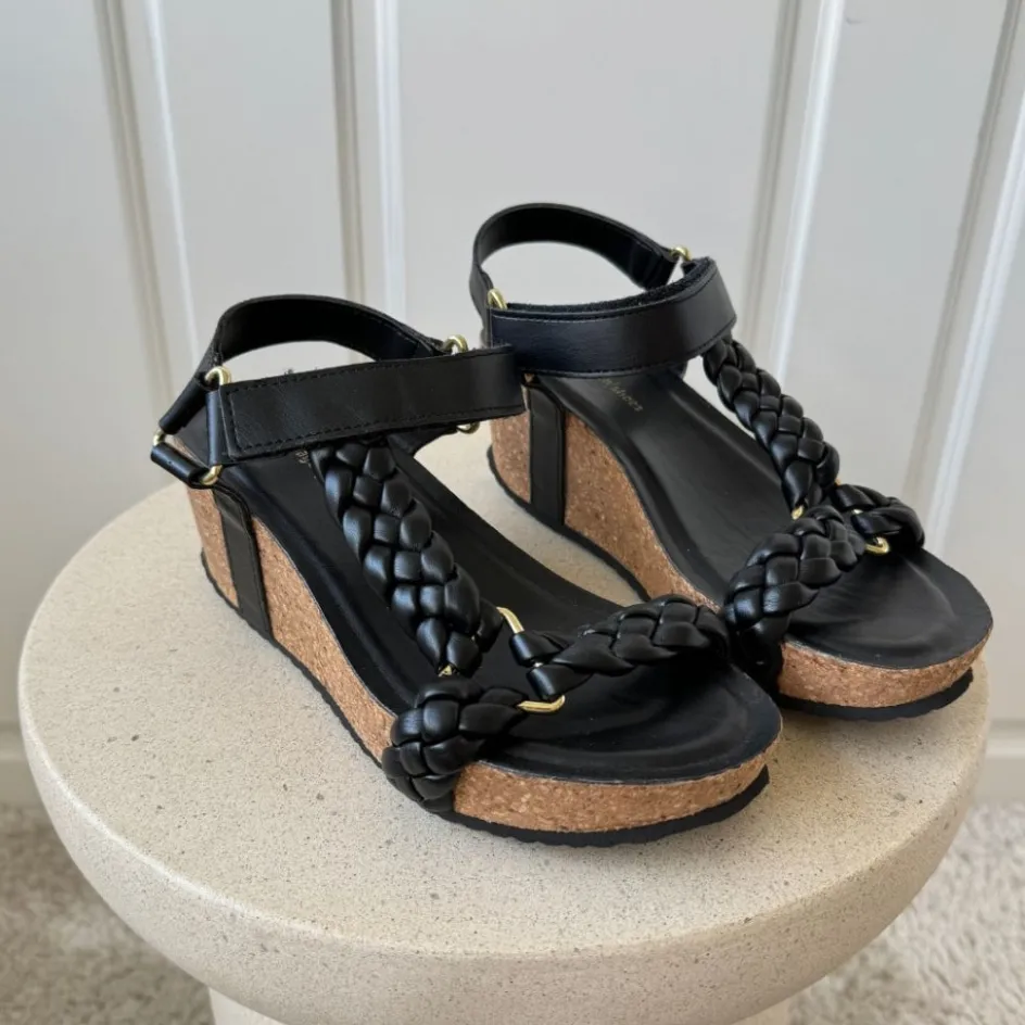 Copenhagen Shoes Sandaler Med Kilehæle*WOVEN LADY - BLACK Wovenlady sandal wedge black