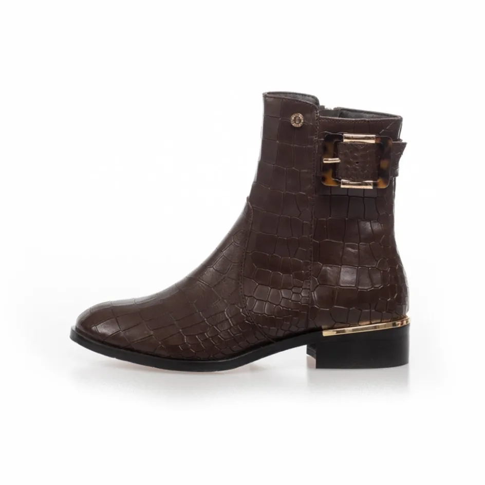 Copenhagen Shoes Ankelstøvler*YOU CAN FLY - DK BROWN Youcan fly crocco boot dk brown