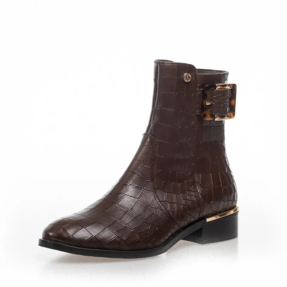 Copenhagen Shoes Ankelstøvler*YOU CAN FLY - DK BROWN Youcan fly crocco boot dk brown